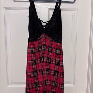 Torrid Black and Red Plaid Lace Chemise